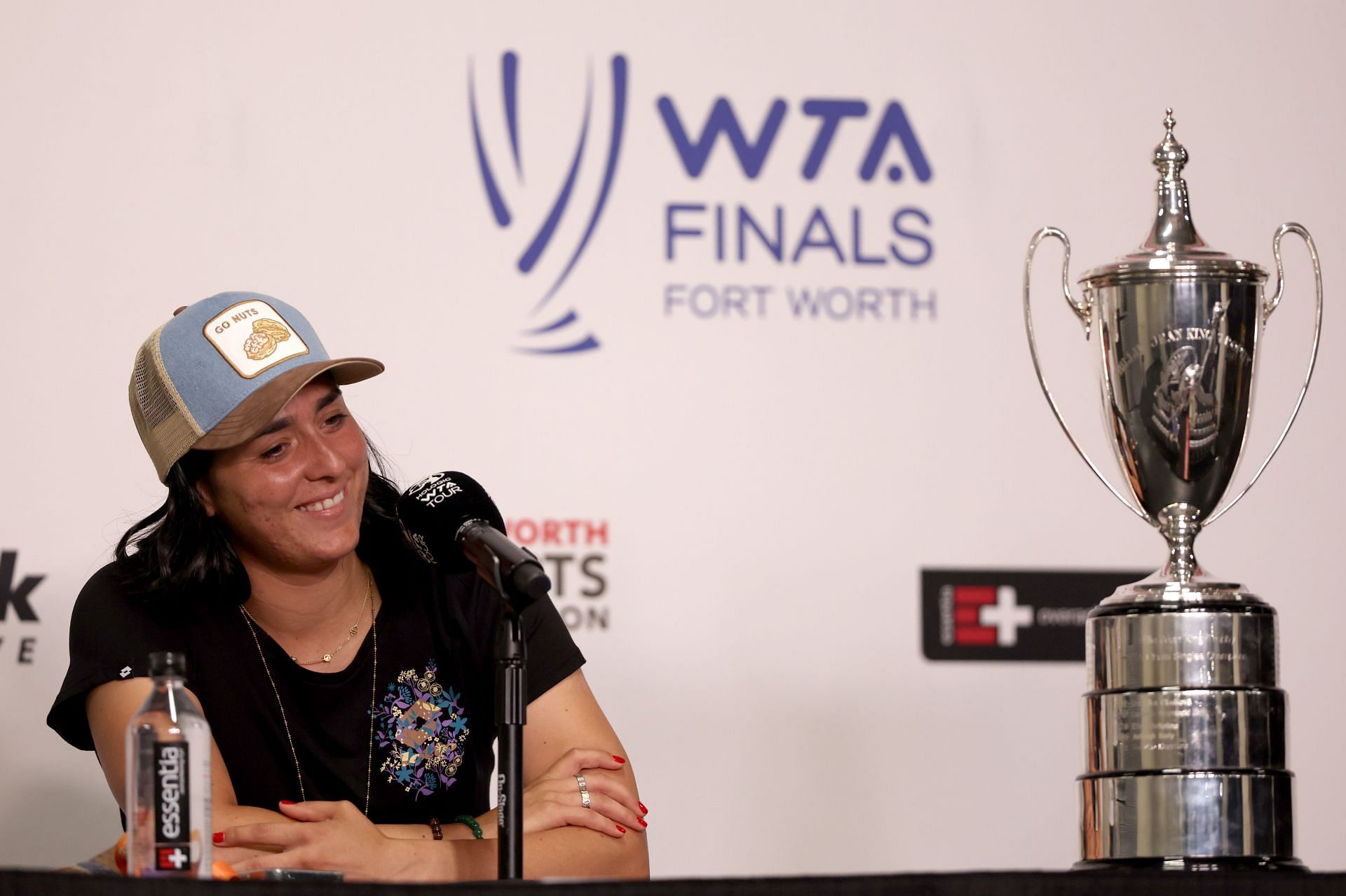 Ons Jabeur during a press conference ahead of the 2022 WTA Finals